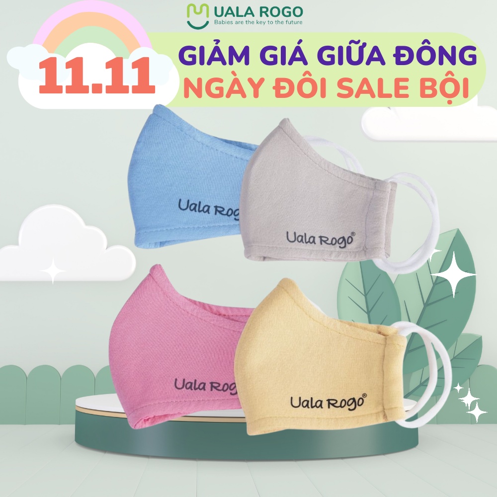 Khẩu trang vải cho bé Set 2c Ualarogo 4 lớp chống bụi mịn sợi tre Bamboo khử khuẩn bảo vệ sức khỏe