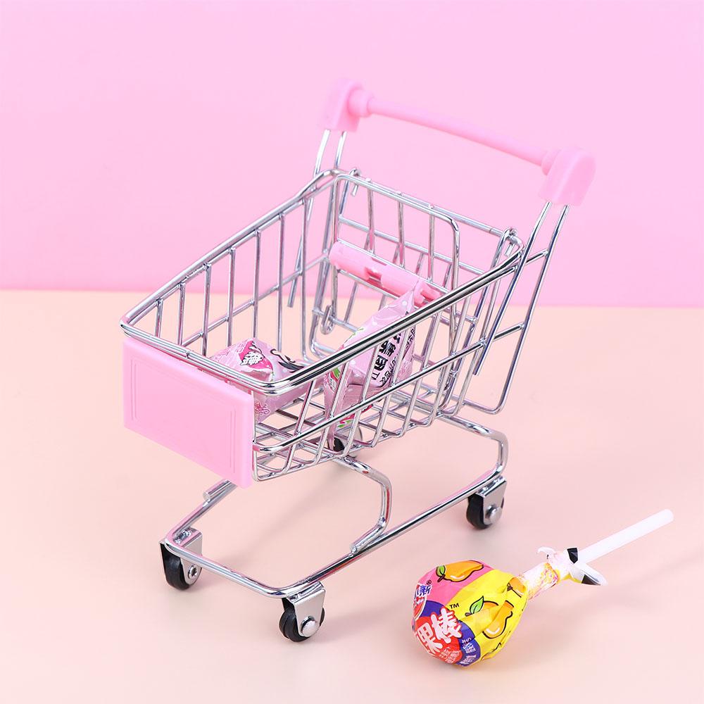 Mô Hình Xe Đẩy Mua Sắm Bằng Kim Loại Trang Trí Nhà Búp Bê
