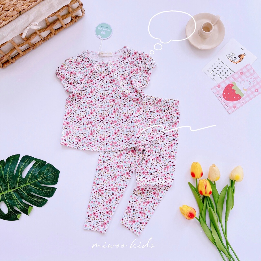 Bộ cộc tay quần dài Miwoo kids bé gái.