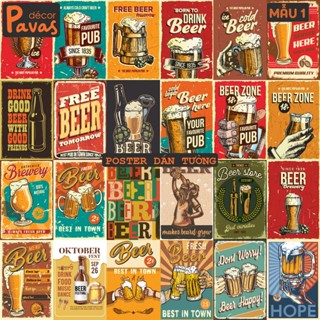 24 Tấm Decal Poster Retro Beer chống nước dán tường trang trí dán quán trà sữa, cà phê, quán ăn, tủ, decor phòng. PT02