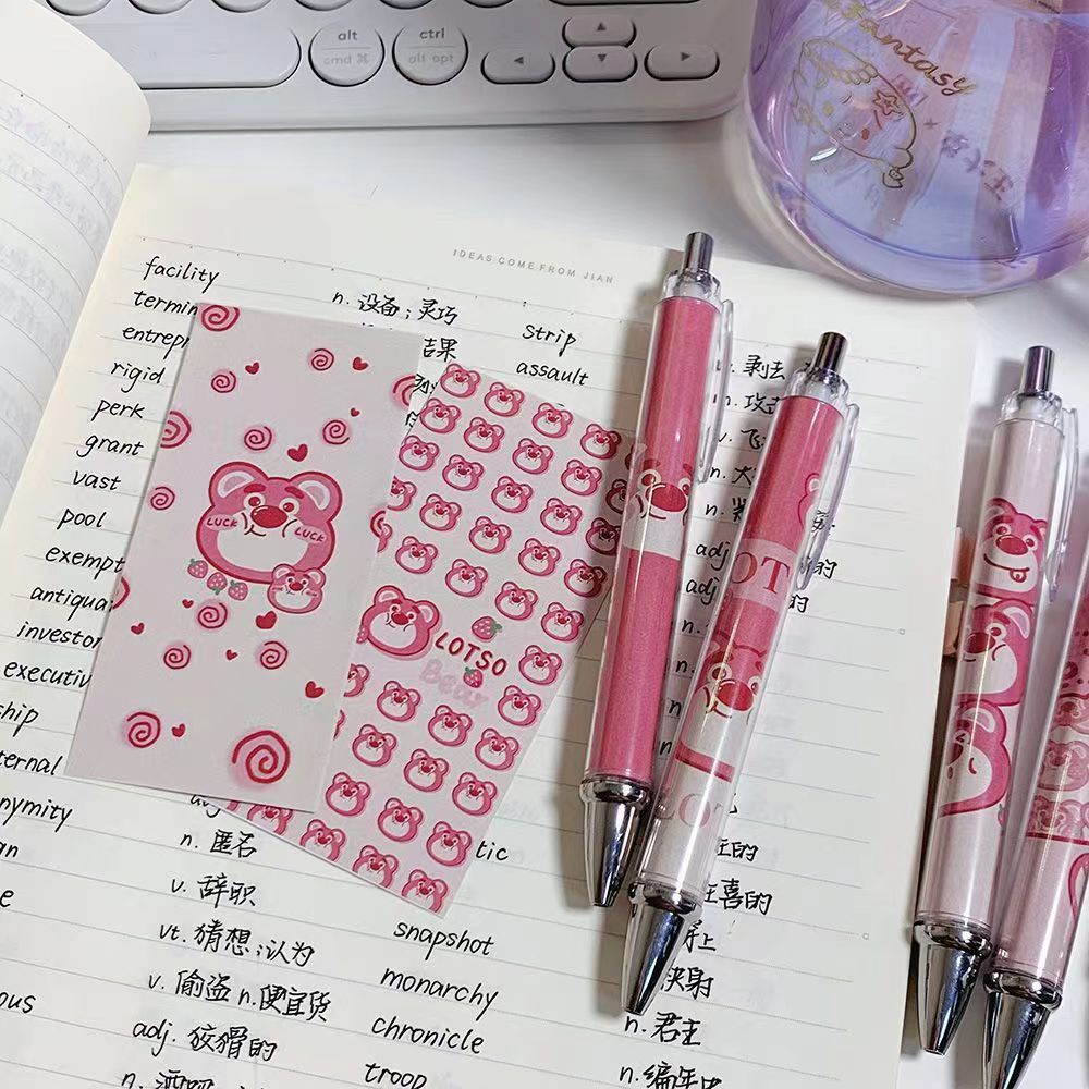 Bút Gel Kiểm Tra Cọ Vẽ Hình Gấu Dâu Tây Dễ Thương Nhanh Khô 0.5 "