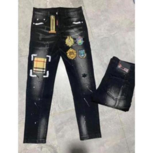 quần jean dài nam DSQ khóa lệch ống côn -quần jen nam quản châu thuê lô gô cực ngầu 2 màu đen xanh ⚡ Đẹp - ⚡ ™️