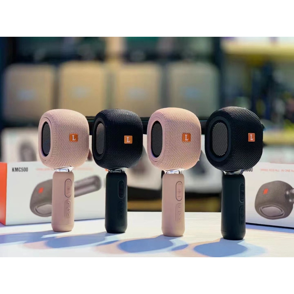 Micro Hát Karaoke Bluetooth Floveme L KMC500 - Phiên Bản Kèm Loa Cao Cấp - Công Suất 12W - Âm Thanh Trong Trẻo
