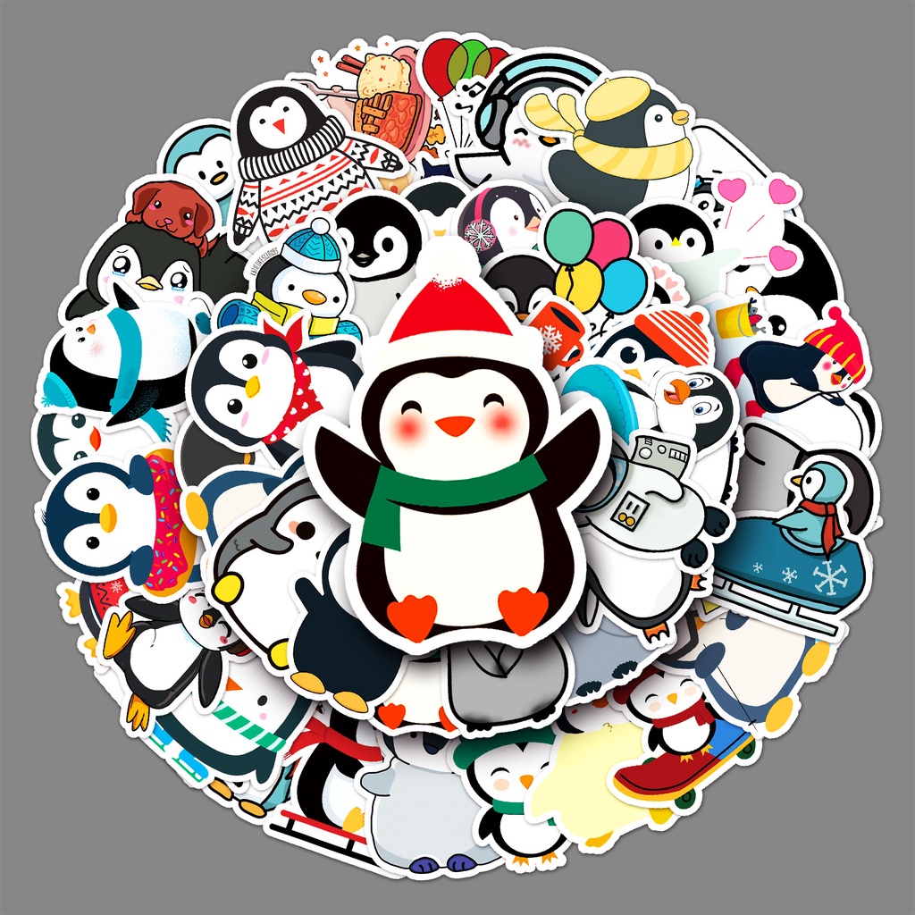 Combo 30 Sticker Hình Dán Chống Nước Decal Điện Thoại Laptop Nón Mũ Bảo Hiểm Vali Đàn Bình Nước Sổ Tay [CHIM CÁNH CỤT]