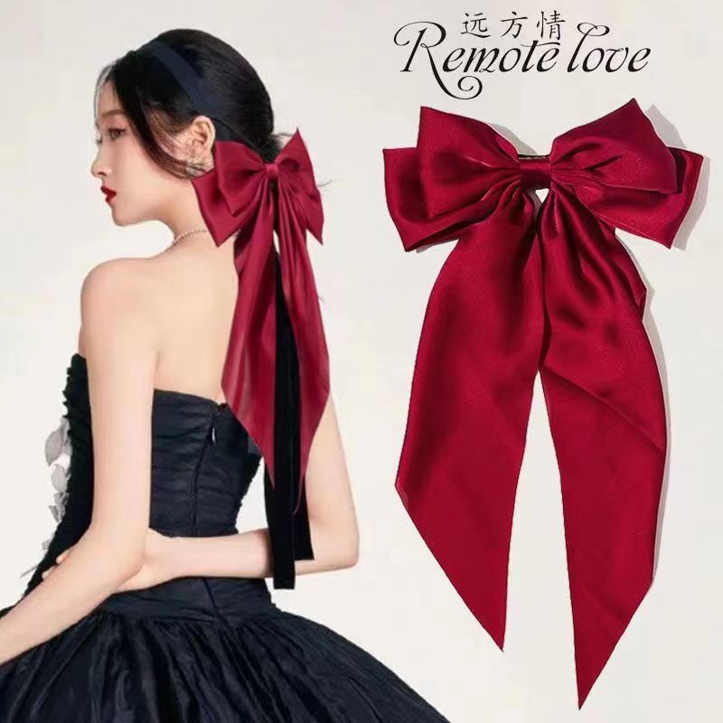 Kẹp Tóc Nơ Ruy Băng Dài Cổ Điển Hàn Quốc Cho Nữ