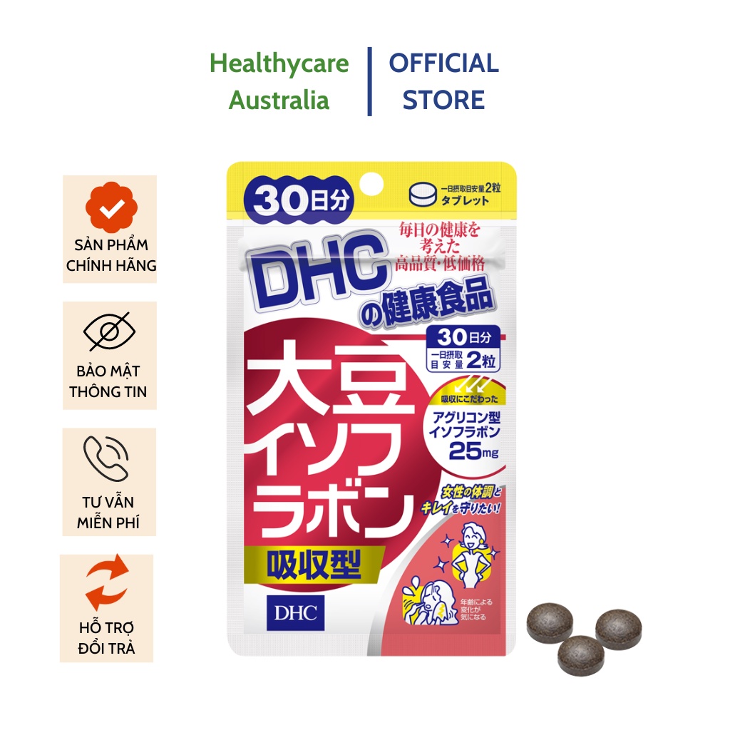 Viên Uống Mầm Đậu Nành DHC Soy Isoflavone Absorption đẹp da, cân bằng nội tiết tố 60 Viên