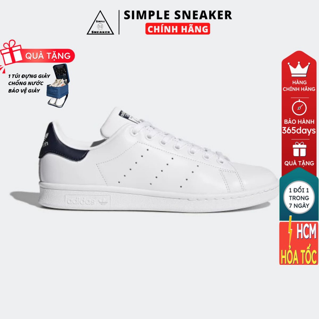 Giày Stan Smith Auth 🔴FREESHIP🔴Adidas Stan Smith Navy Chính Hãng - Giày Stan Smith Gót Xanh Dương Chuẩn Auth