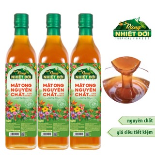 Set 3 chai Mật ong nguyên chất Rừng Nhiệt Đới 700g - tăng cường sức đề kháng, chuyên nấu ăn và pha chế