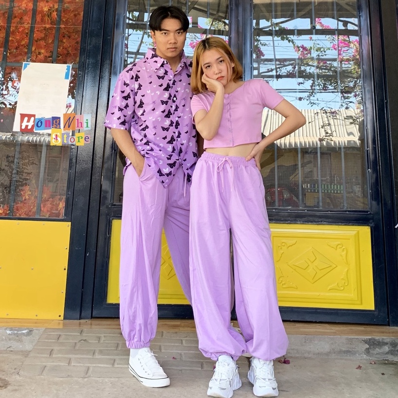 Quần Jogger Basic Pant Ulzzang Unisex Jogger Trơn Bo Lai Màu Tím Dáng Rộng Nam Nữ - MM