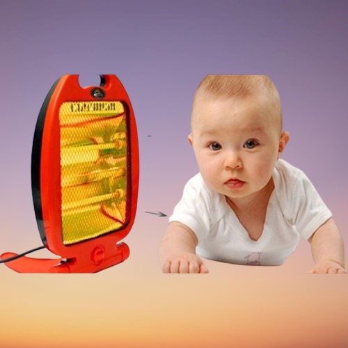 Quạt sưởi Đèn sưởi hồng ngoại hình cá 800w, có role an toàn