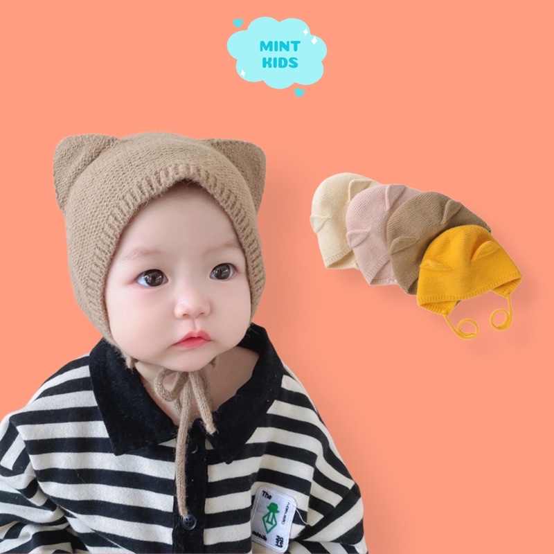 Mũ len cho bé tai mèo dễ thương, phong cách Hàn Quốc, từ 5 tháng đến 2 tuổi