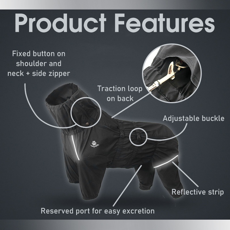 HamshMoc Áo Mưa Mềm Mại Chống Gió Chống Thấm Nước Có 4 Chân Trọng Lượng Nhẹ Kèm Dây Dắt Dành Cho Chó Cưng