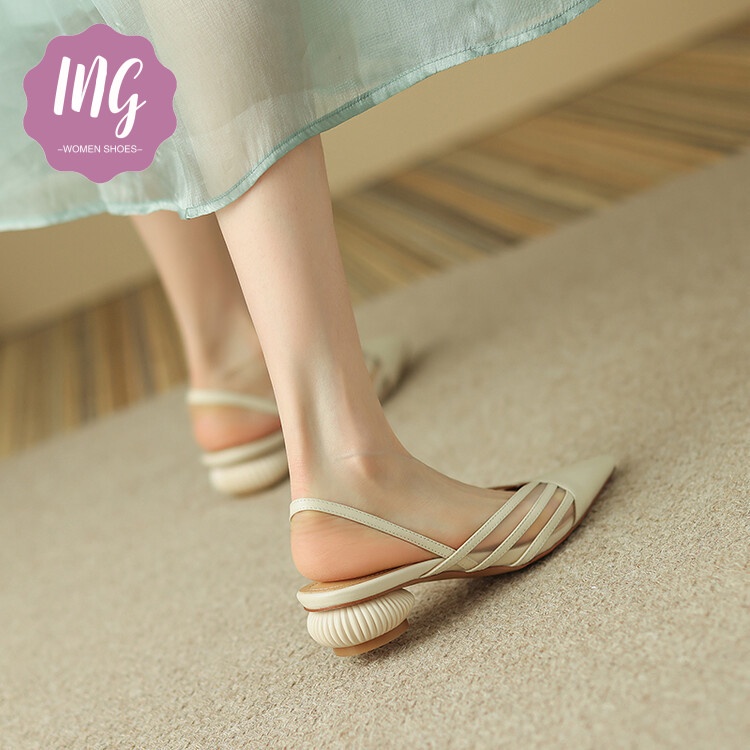 Giày Cao Gót Mũi Nhọn Hở Lưng Phong Cách Pháp Thời Trang Cho Nữ