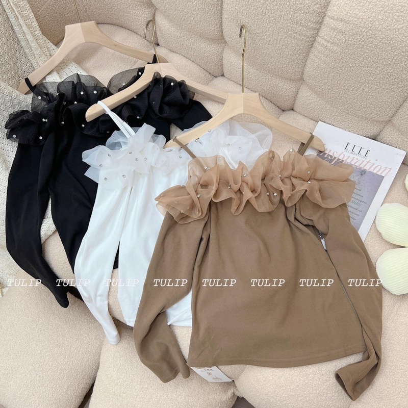 Áo lưới bèo đính siêu xinh