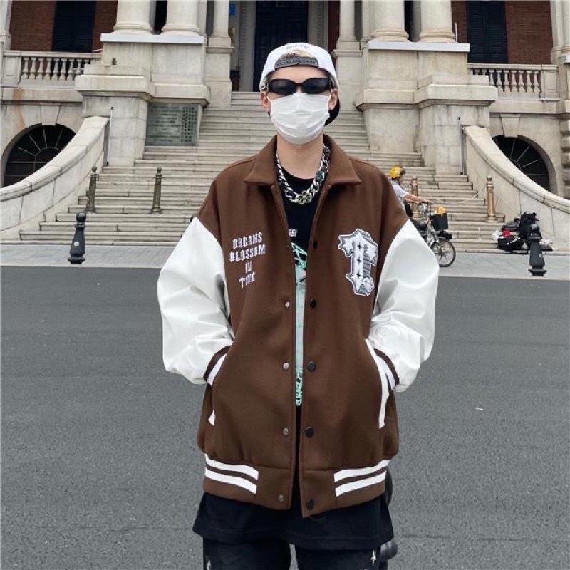 Áo Varsity Jacket Ullzang TIME MONNEY - Áo khoác Cardigan Bomber Unisex phối bo siêu hot - LOUSI.SG
