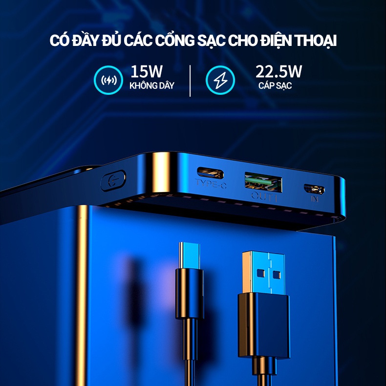 Pin sạc dự phòng không dây 10000mah sạc nhanh 22.5W màn hình led