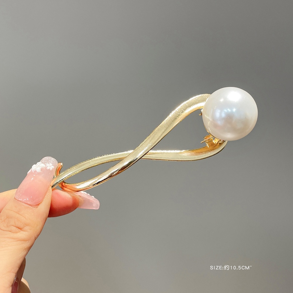 Kẹp Tóc Kim Loại Đính Ngọc Trai Nhân Tạo Hình Chú Ếch Độc Đáo Thẻ