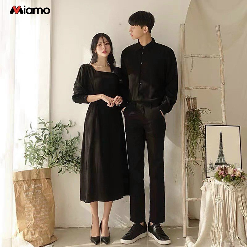 Set đồ đôi nam nữ phong cách Hàn Quốc váy dài thời trang Miamo NB301 (Kèm ảnh thật)