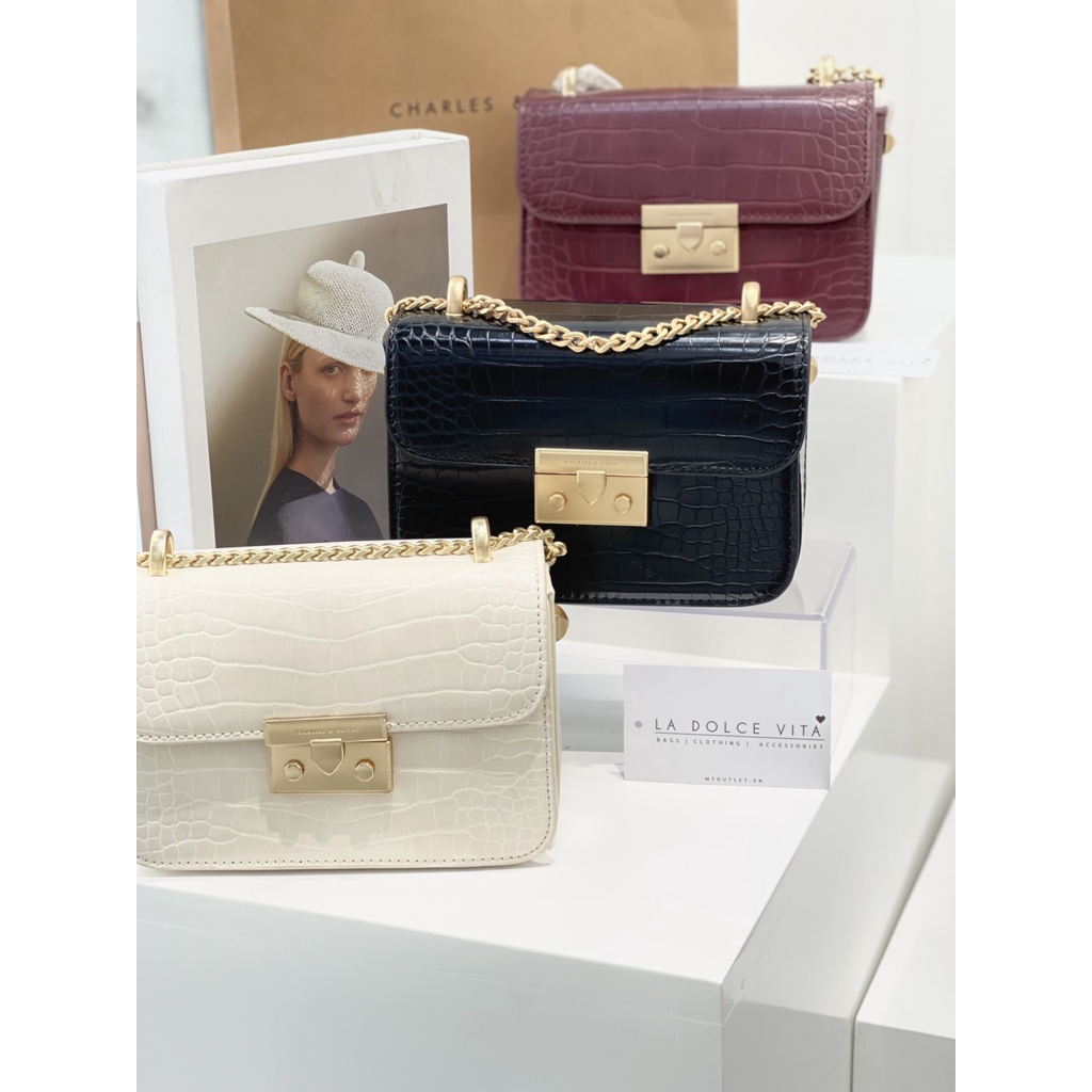 Túi xách nữ kẹp nách La Dolce Vita hộp 19 da sần, đeo vai đeo chéo - CK119