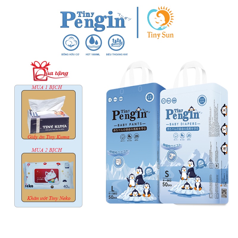 Tã Bỉm Dán Và Quần Cao Cấp Tiny Pengin Đủ Size S50/M50/L50/XL50/XXL50/XXXL50 - Tiny Sun