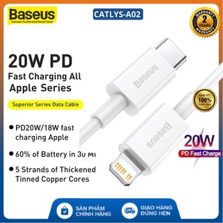 Cáp sạc type c to lightning baseus catlys-a02 pd 20w - cáp sạc nhanh iphone ipad màu trắng dài 1m bảo hành 12 tháng