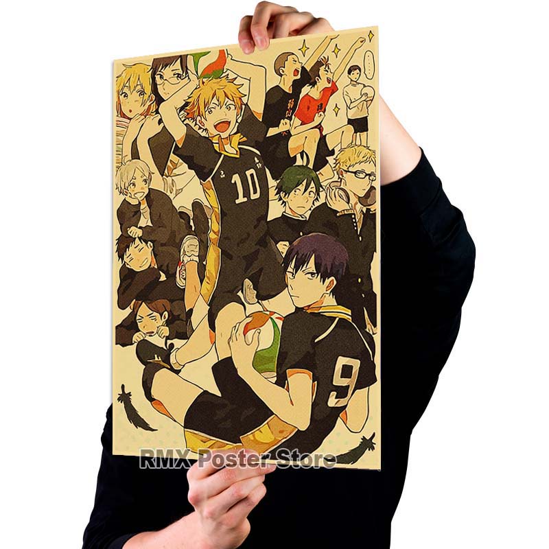 Anime Haikyuu Cổ Điển!! Poster Giấy Kraft Treo Tường Trang Trí Phong Cách Retro