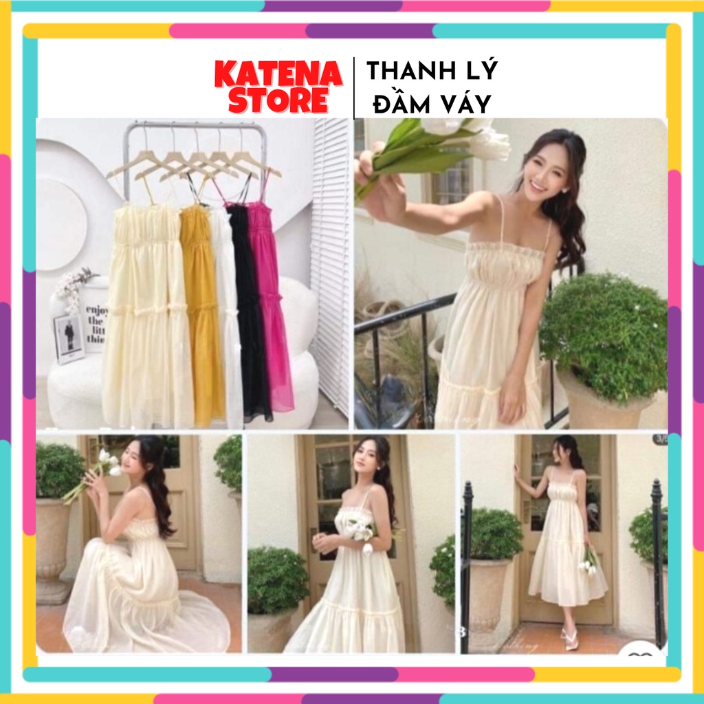 Váy 2 dây voan tơ QCCC 2 lớp đi chơi, đi biển siêu xinh