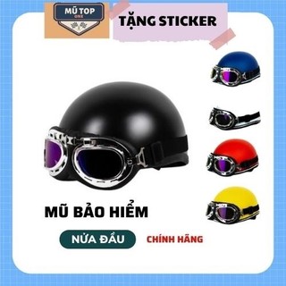Mũ bảo hiểm nửa đầu nón 1/2 MÀU TRƠN nhiều màu Siêu HOT cao cấp có kính Freesize
