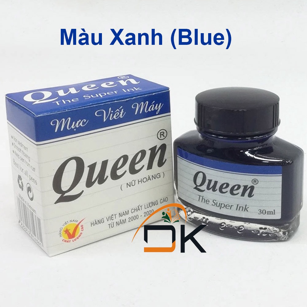 Mực Queen /Mực viết DKVPP.Store cho Bút máy/Bút mực khô nhanh, màu Xanh/Tím/Đen