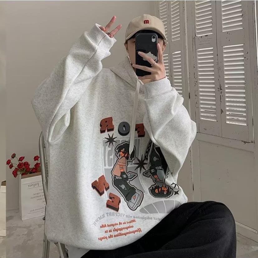 Áo Hoodie Dáng Rộng Tay Dài In Hình Truyện Tranh Sách Nam Nữ Mùa Thu
