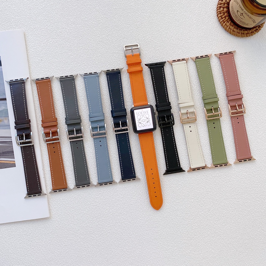 Dây Đeo Tay Bằng Da Chống Nước 42mm 44mm 45mm 49mm 38mm 40mm 41mm Cho Apple Watch Series Ultra 8 7 6 5 4 3 2 1 SE