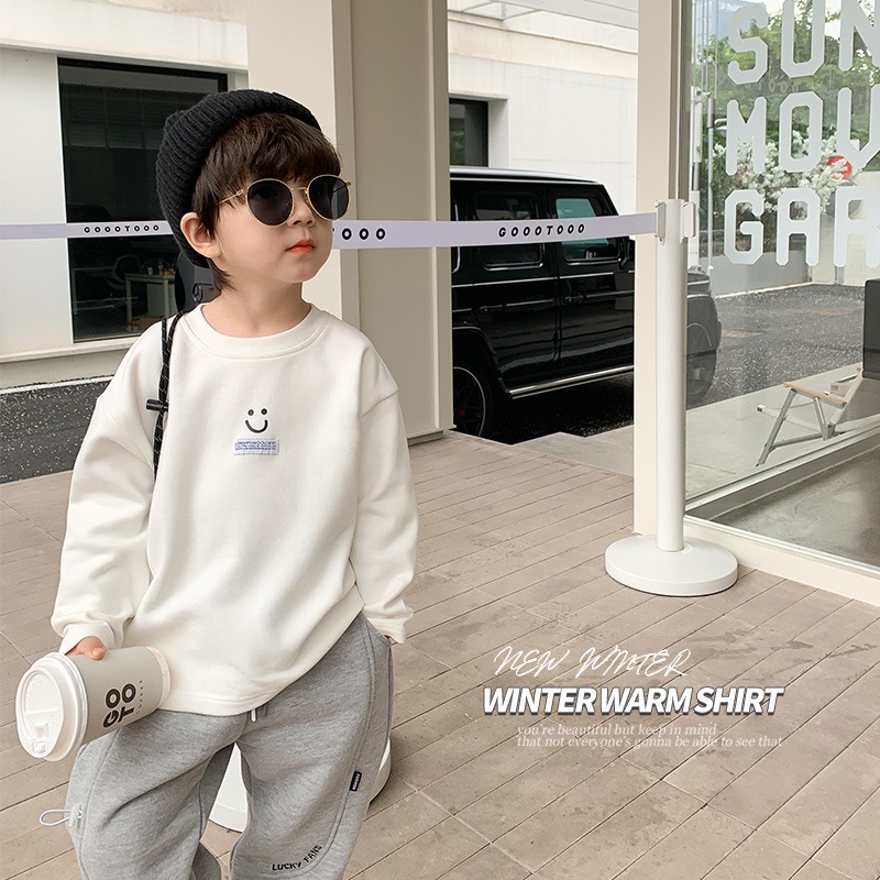 Áo Thun Lót Nỉ Nhung Cho Bé - Thời Trang Thu Đông Hàn Quốc