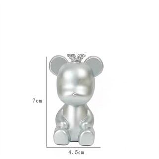 Trang trí gấu Bearbrick bạc + vương miện