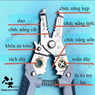 Kìm cắt dây điện đa năng , Kềm tuốt dây điện 9 trong 1 chất lượng cho thợ điện