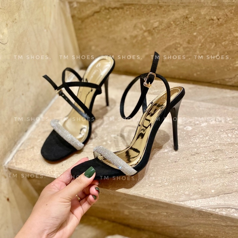 Sandal quai đá hở gót màu Đen cao 9-10 -11 -12 cm