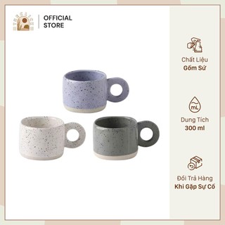 Cốc/Ly Cafe Họa Tiết Mực Bắn Có Quai Phong Cách Hàn Quốc, Cốc Cà Phê Sữa, Cốc Pha Cà Phê Mực Bắn 300ML