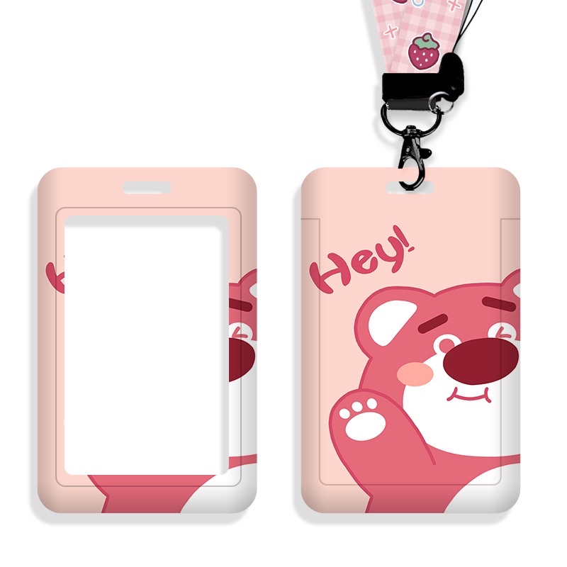 Bao đựng thẻ hình Gấu dâu Losto kèm dây đeo cổ cute