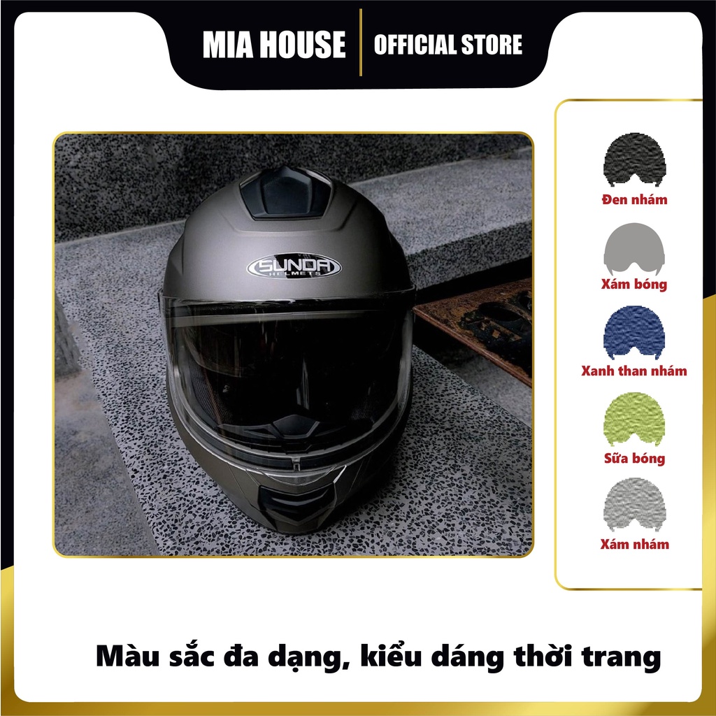 Mũ bảo hiểm trùm đầu fullface 2 kính SUNDA 823 - bảo vệ mắt tối ưu khỏi tia UV