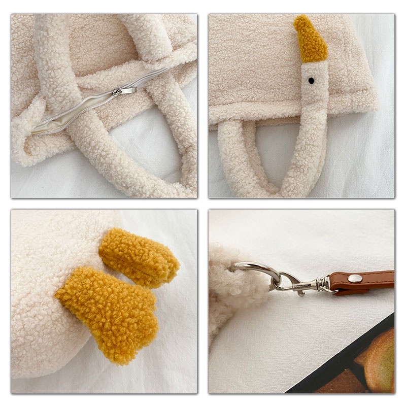 Túi đeo chéo YADOU bằng lông cừu mẫu họa tiết hoạt hình dễ thương cho nữ