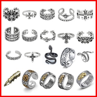 Nhẫn titan/Nhẫn Chrome Heart Thép Không Gỉ Phong Cách Cá Tính Dành Cho Nam Nữ