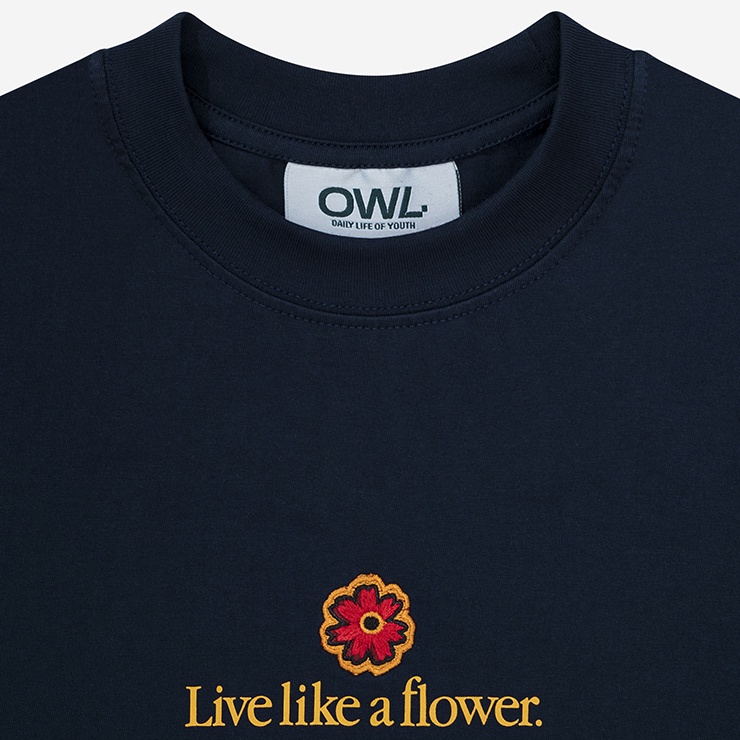 OWL BRAND® WMS - BASIC FLOWER TEE - Áo thun Nữ họa tiết hoa đơn giản / Navy
