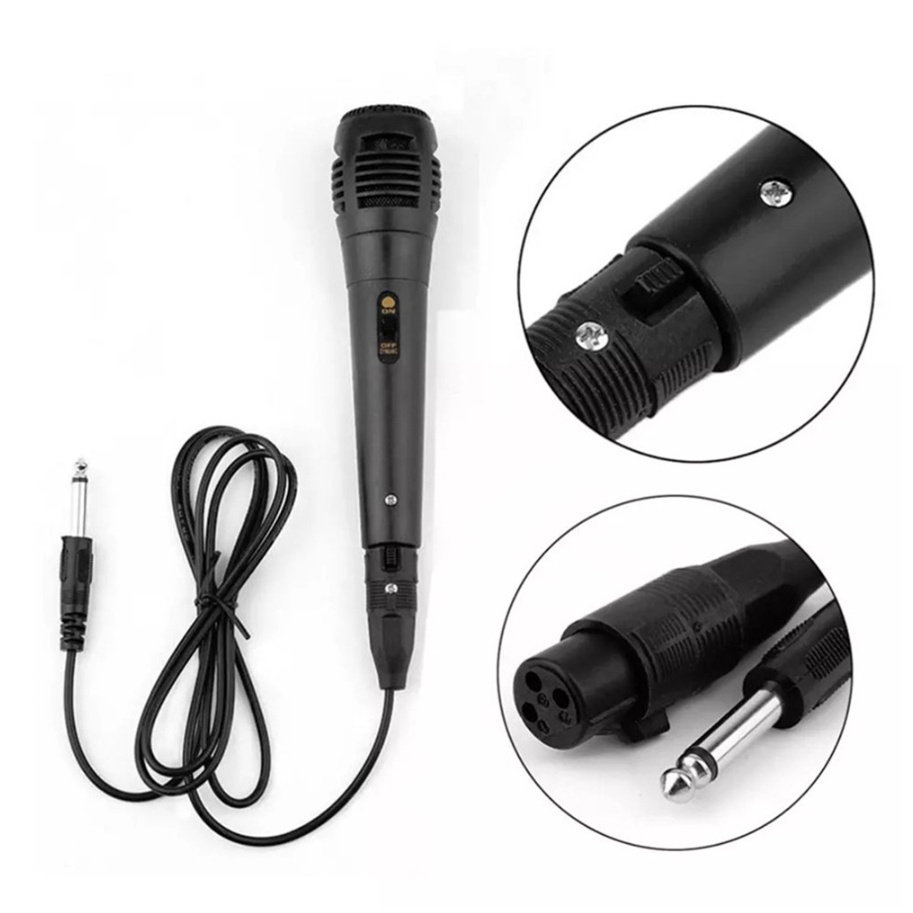 Micro Cầm Tay, Mic Hát Karaoke Dùng Cho Loa Kéo, Loa Xách Tay, Jack 6.5mm Nhỏ Gọn, Dây Dài 2M