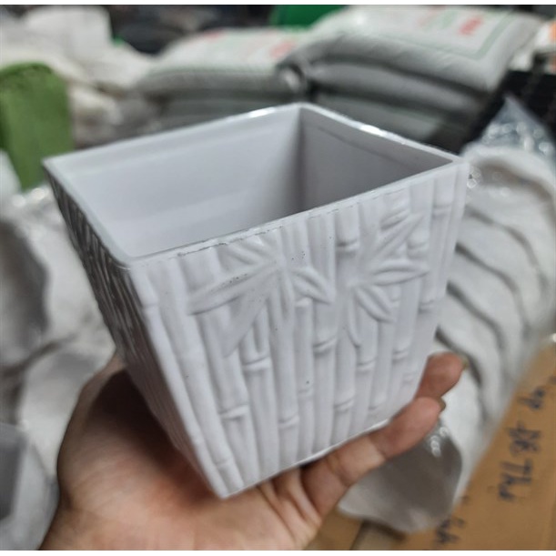 Chậu nhựa vuông tre size 100, 170, 220
