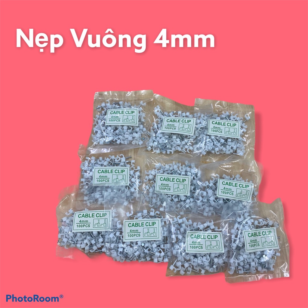 Nẹp vuông 4mm .Nẹp dây điện 1 gói gồm 100 cái