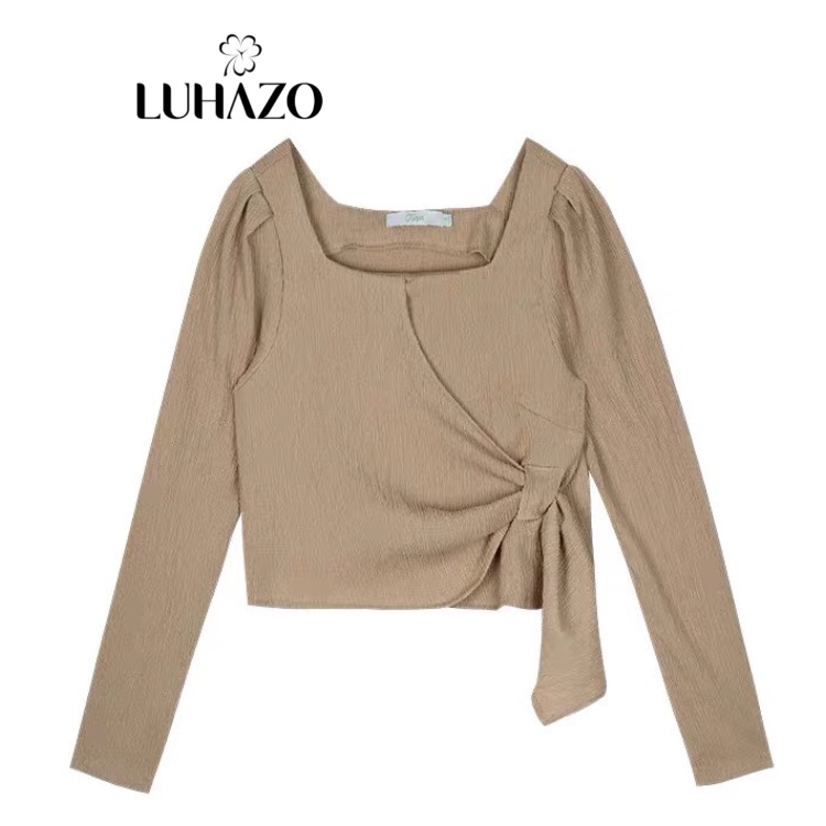 Áo sơ mi công sở kiểu nữ,Áo sơ mi cổ kiểu viền ren LUHAZO style Hàn Quốc thắt nơ bánh bèo ullzang trắng đen be K5T4-3
