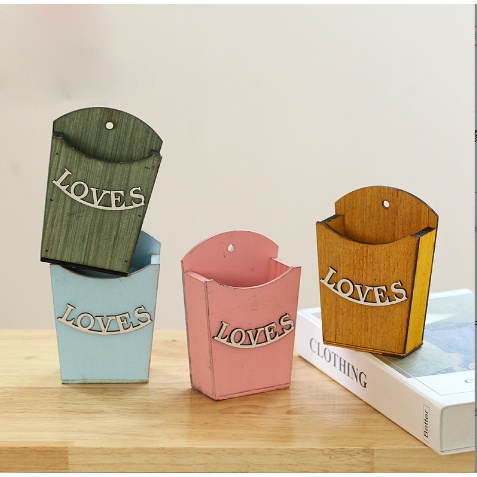 Hộp gỗ sắc màu chữ love nổi HGO10a để đồ cắm bút cắm hoa trang trí decor vintage dễ thương