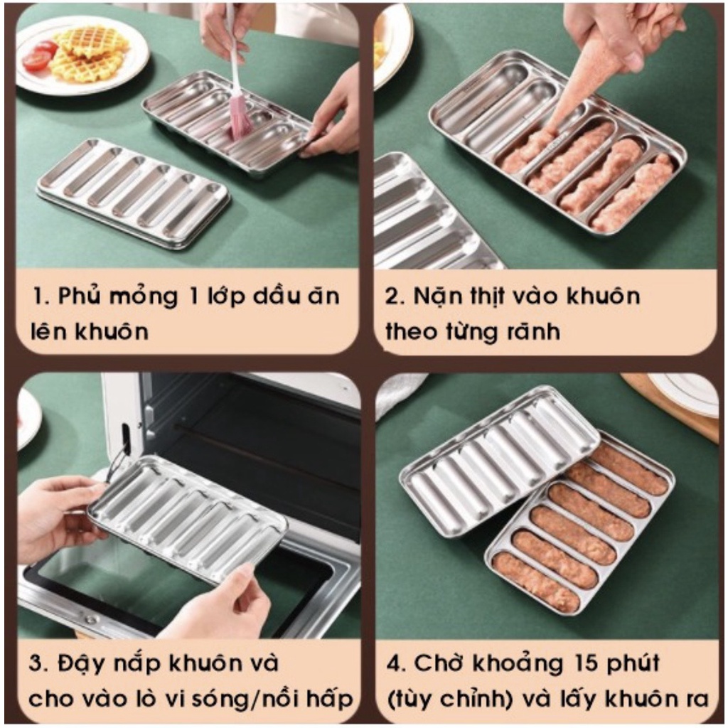 Khuôn làm xúc xích tại nhà an toàn cho bé ăn dặm bằng inox
