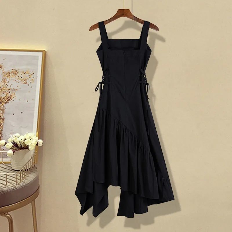 Váy yếm đầm babydoll Set Áo Sơ Mi Ngắn Tay + Đầm Hai Dây Dáng Ôm Phong Cách Mới Thời Trang Xuân Thu Cho Nữ