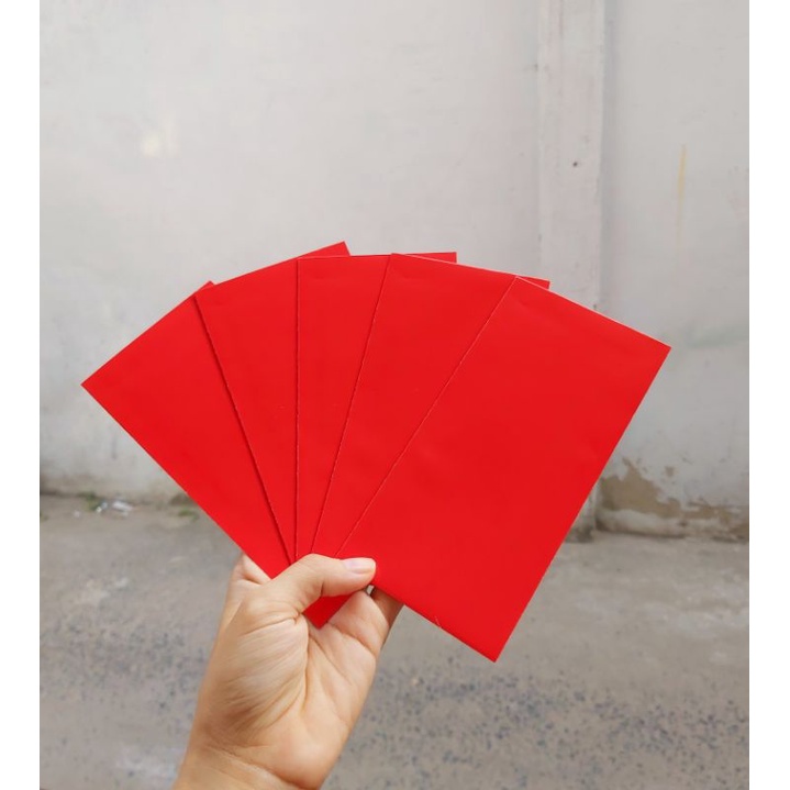 100 bao lì xì đỏ vàng trơn 8*16cm giấy C