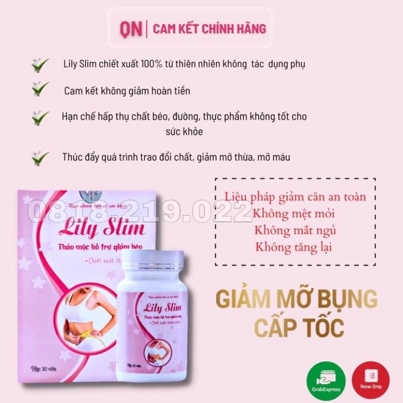Thảo Mộc Giảm Cân Lily SLim Chính Hãng Trà Giảm Cân Cấp Tốc An Toàn (hộp 30 viên)